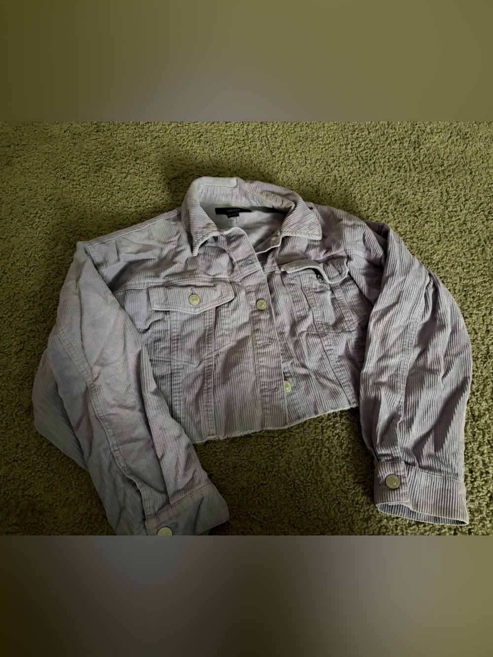 Forever 21 Lavender Cropped Corduroy Jean Jacket